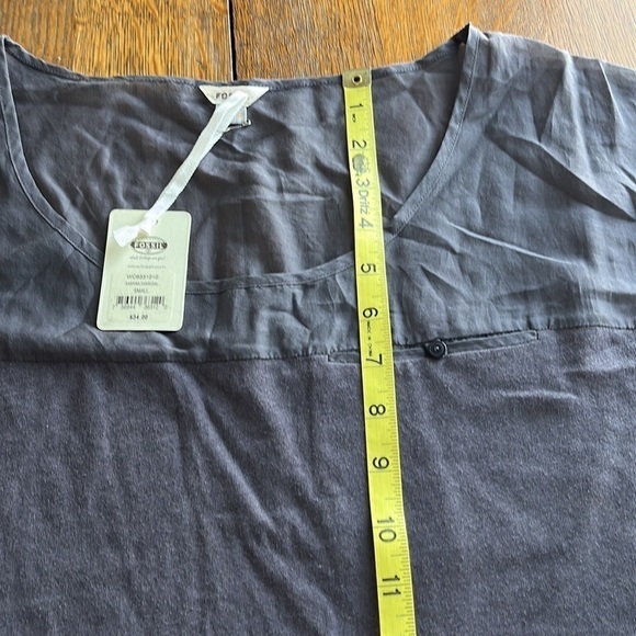 NWT Fossil Knit and Sheer Top Sabrina Charcoal Sleeveless Size Small - Picture 9 of 14
